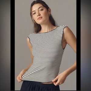 Anthropologie Monochrome Striped Muscle Tee